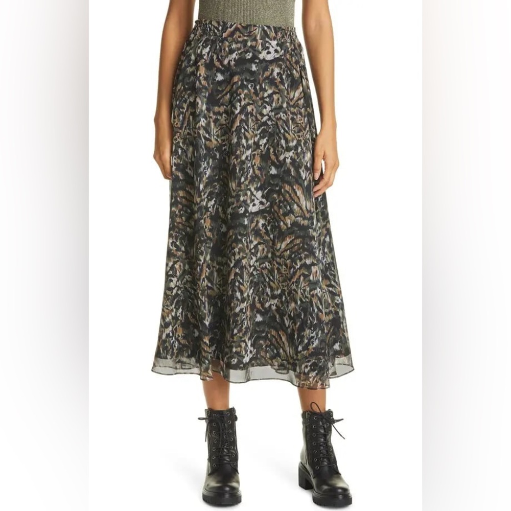 Ted Baker London Black Multi Printed Midi Skirt